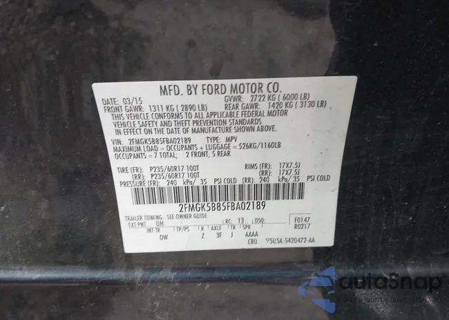 2FMGK5B85FBA02189: 43320899