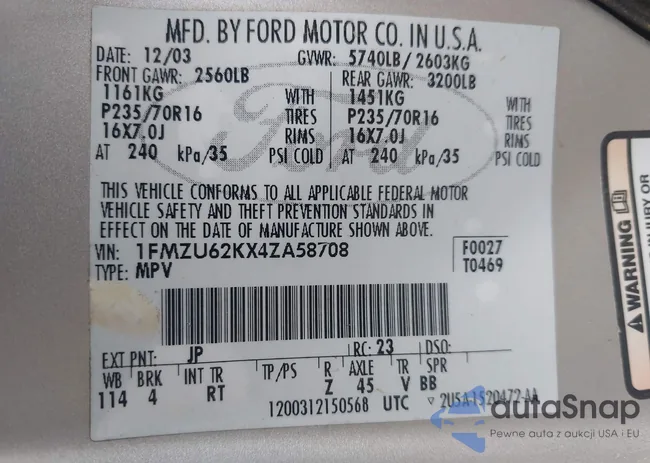 1FMZU62KX4ZA58708: 43320982