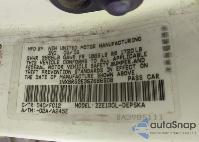 1NXBR32E36Z686508: 43321056