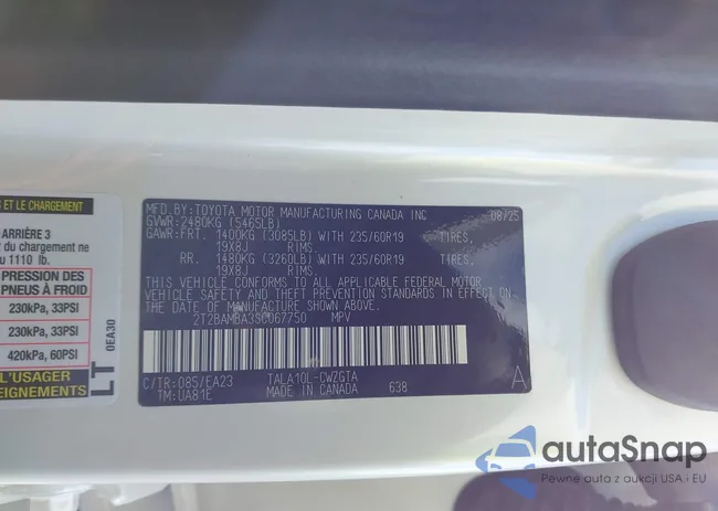 2T2BAMBA3SC067750: 43321110