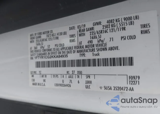 1FTYR1CG2KKA84935: 43321155