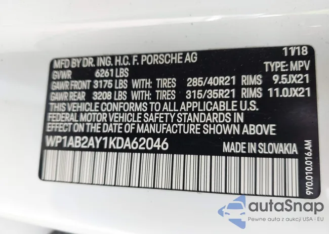 WP1AB2AY1KDA62046: 43321180