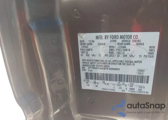 1FTRW12W47FA59993: 43321191