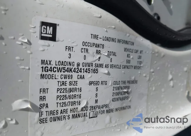 1G4CW54K424145165: 43321276