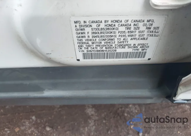 2HNYD18616H535228: 43320337