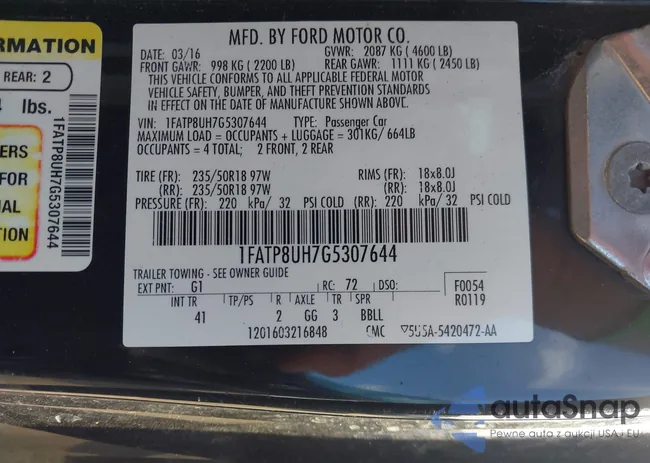 1FATP8UH7G5307644: 43320428