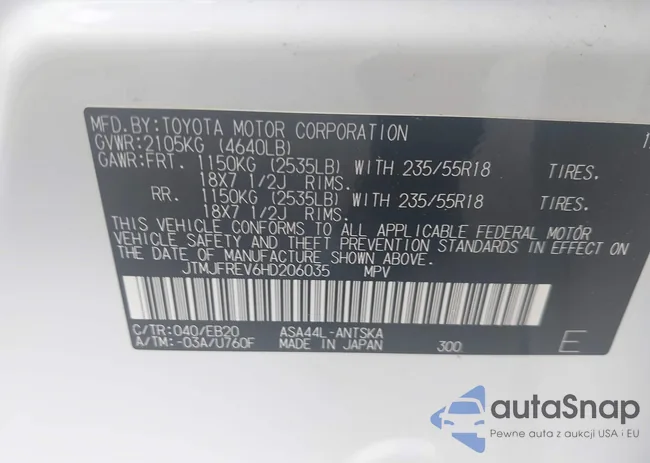 JTMJFREV6HD206035: 43320502