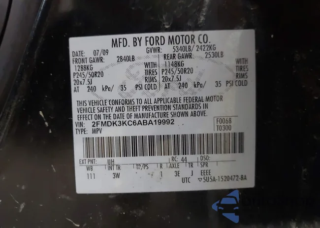 2FMDK3KC6ABA19992: 43320542