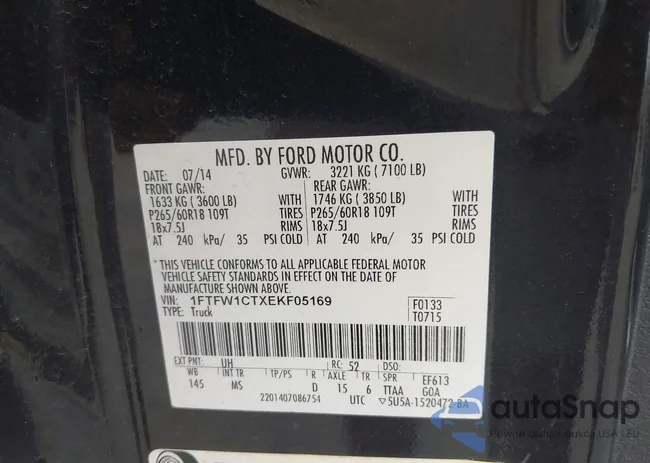 1FTFW1CTXEKF05169: 43320566