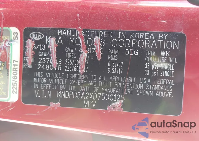 KNDPB3A2XD7500125: 43320622