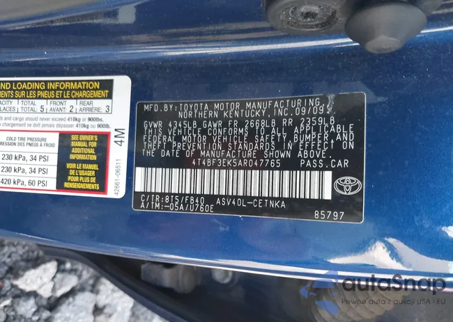 4T4BF3EK5AR047765: 43320636