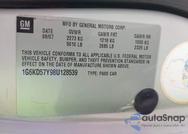 1G6KD57Y98U128539: 43320644