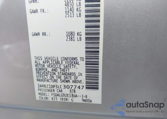 1N4BZ1DP3LC307747: 43321771