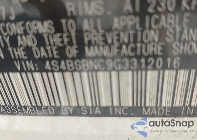 4S4BSBNC9G3312016: 43321872