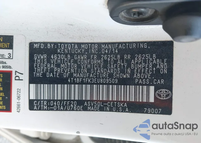 4T1BF1FK3EU809509: 43321909