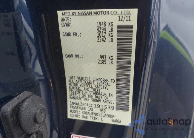 1N4AL2EP4CC191539: 43321951