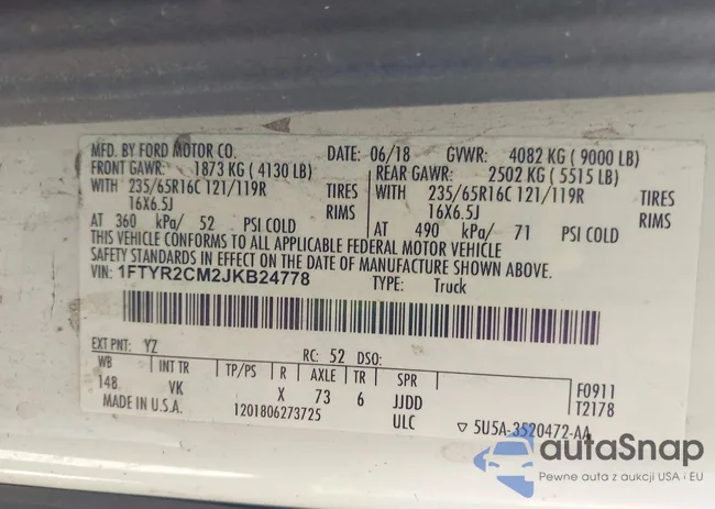 1FTYR2CM2JKB24778: 43321972