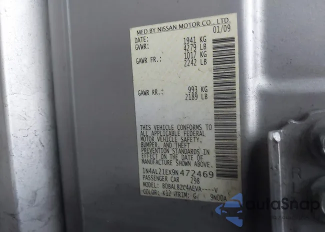 1N4AL21EX9N472469: 43322022