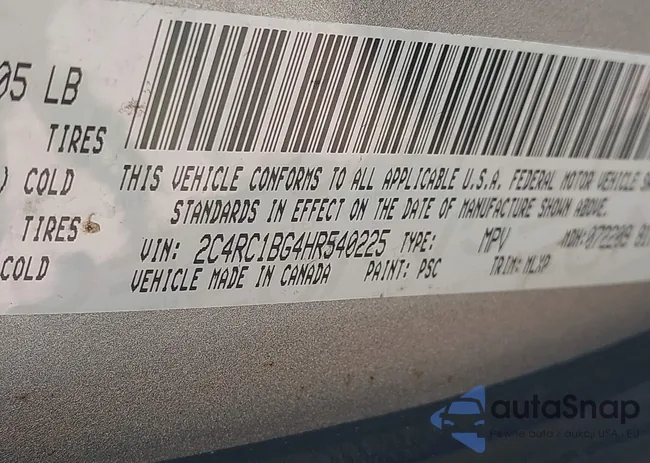 2C4RC1BG4HR540225: 43322121