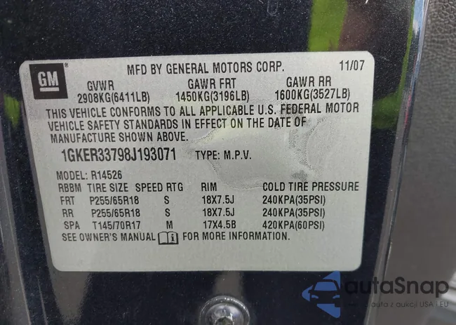 1GKER33798J193071: 43322125