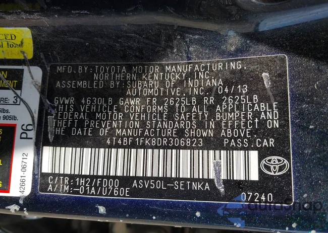 4T4BF1FK8DR306823: 43322146