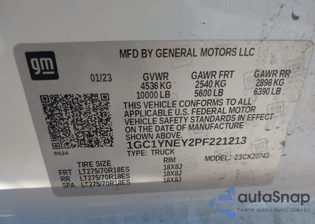 1GC1YNEY2PF221213: 43322214