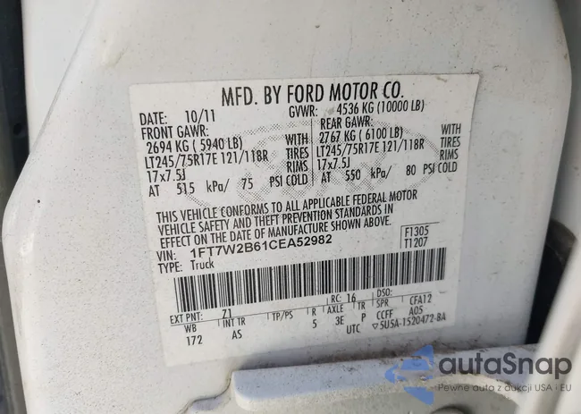 1FT7W2B61CEA52982: 43322231