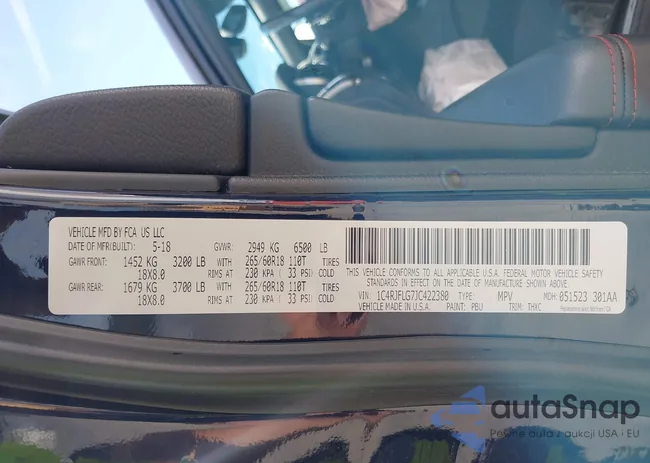 1C4RJFLG7JC422380: 43322315