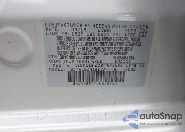 3N1CN8DV7LL818130: 43321347