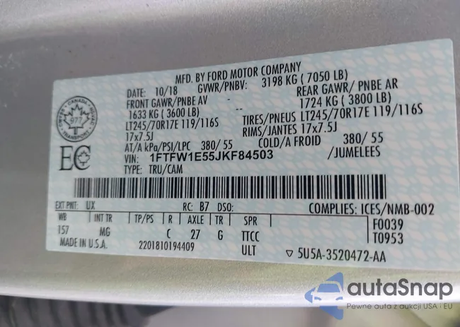 1FTFW1E55JKF84503: 43321361