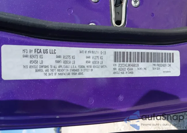 2C3CDXGJ0KH668120: 43321513