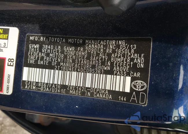 2T1BU4EE4DC095361: 43321521