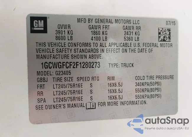 1GCWGFCF2F1280273: 43321657