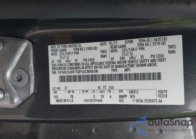 1FMCU0F72FUC80538: 43321730