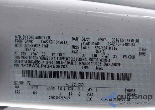 1FTEW3LP4SKE08703: 43322847