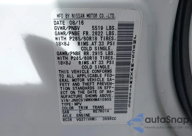 JN8CS1MWXHM410955: 43322872