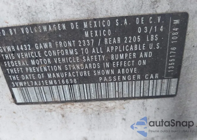 3VWPL7AJ1EM616698: 43323009