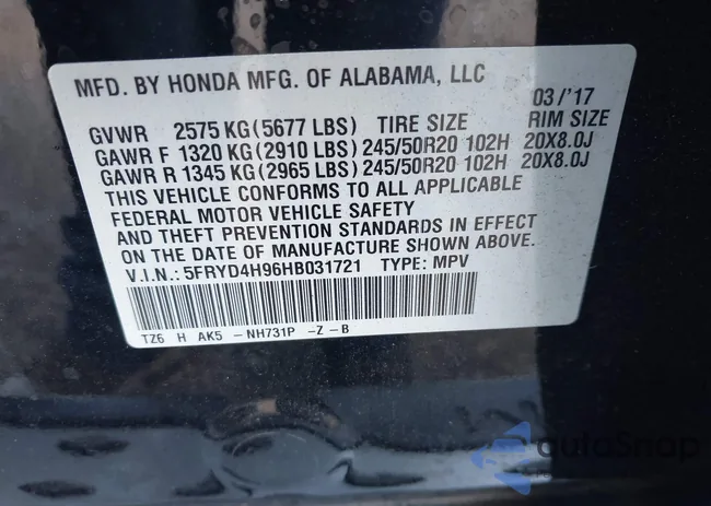 5FRYD4H96HB031721: 43323176