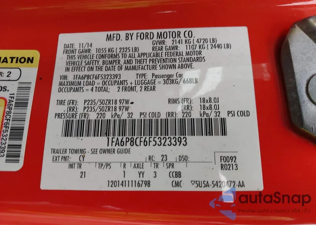 1FA6P8CF6F5323393: 43323185