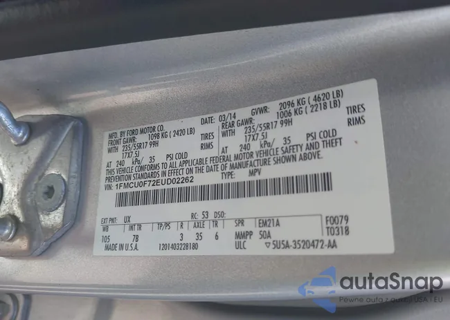 1FMCU0F72EUD02262: 43323227