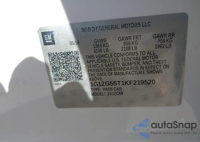 1G1ZG5ST1KF219520: 43323325