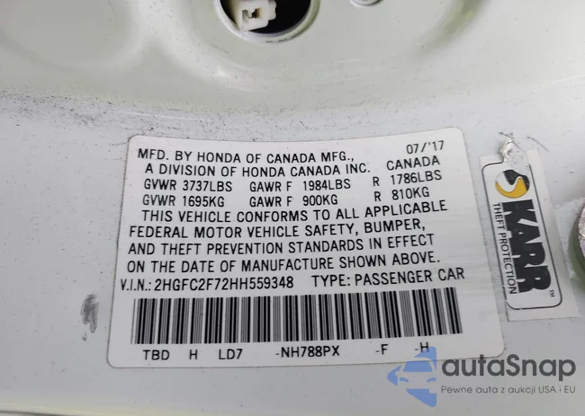 2HGFC2F72HH559348: 43322342