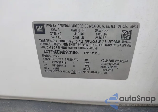 3GYFNCE34DS631083: 43322394