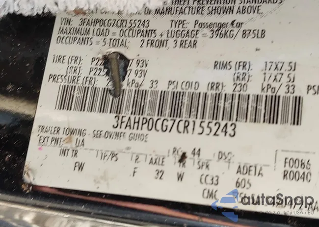 3FAHP0CG7CR155243: 43322481