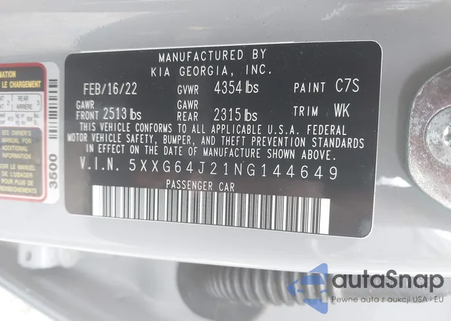 5XXG64J21NG144649: 43322528