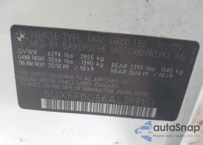 5UXFF0C56ALJ99151: 43322573