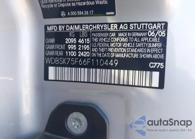 WDBSK75F66F110449: 43322609