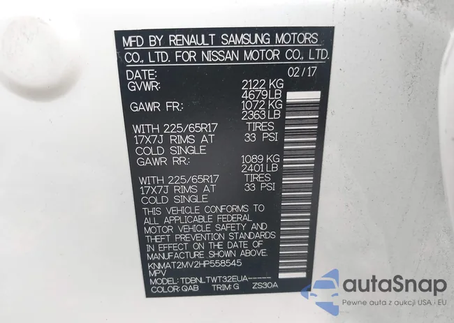 KNMAT2MV2HP558545: 43322636