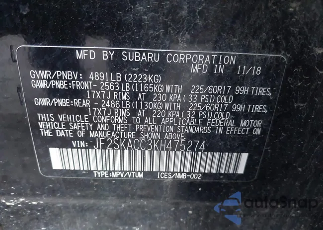 JF2SKACC3KH475274: 43322650