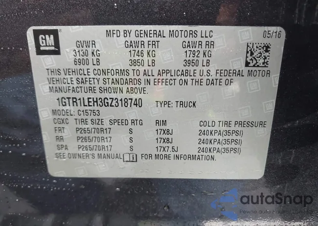 1GTR1LEH3GZ318740: 43322666